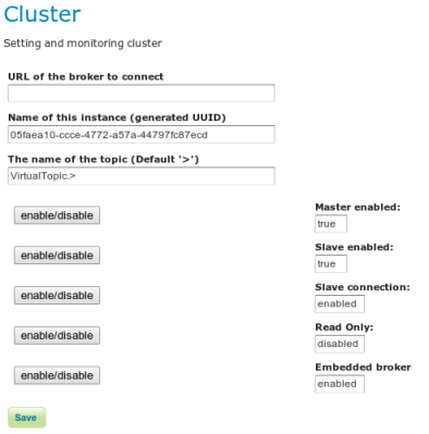 Illustration: GeoServer Active Clustering settings options page